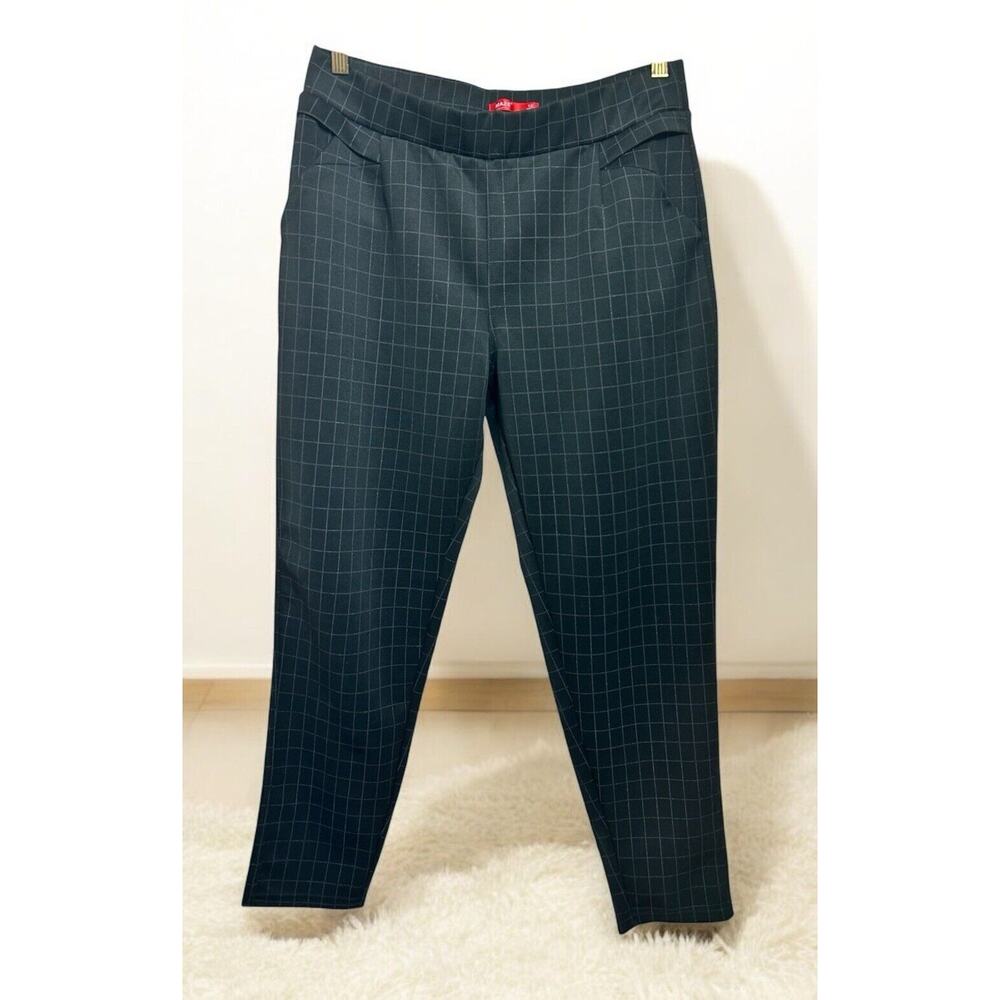 Women's Maze Collection High Waist Ponte Pants Sz 1X Black Windowpane Check